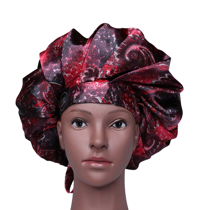 Red Black Cloud Large Bonnet - Silky Design Satin Bonnet with Elastic Soft  Band, Jumbo Bonnet for Women. African Head Wrap for Women, Hair Bonnets for